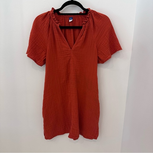 Old Navy Cotton Gauze Swim Cover Dress Orange petite XS - Picture 3 of 9